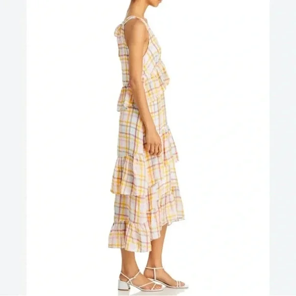 Cinq à Sept Astor V-neck Tiered Plaid Print Maxi Dress - Picture 9 of 13